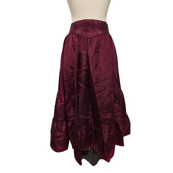 Gunne Sax 70s Vintage Saloon Skirt Maroon Ruffled Size 9 Gunnies - Picture 5 of 10